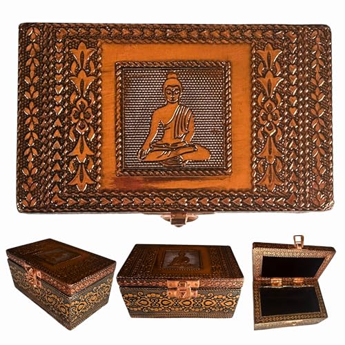 Caja Decorativa de Madera con Detalles de Orfebrería - BUDA