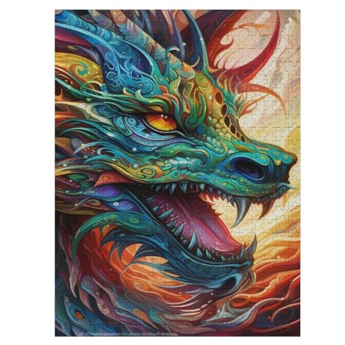 Puzzle de dragón de 500 piezas multicolor para adultos, rompecabezas de 55x41 cm