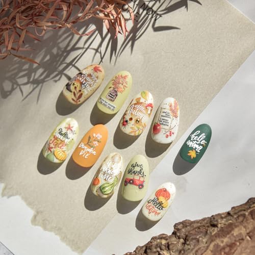 Image of Fall Nail Stickers Autumn Leaf Nail Art Decals Maple Leaf Nails Art Stickers 5D Embossed Self Adhesive Design Nails Supply for Women Girls Kid Manicure Decoration