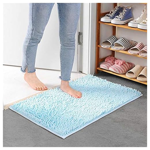 Icke-slip badmatta, Dusch uterum mattor och Mats Hög kvalitet badrum Carpet Halkskydd Bath Rug Chenille Badrum Matta Toilet dörrmatta (Color : Skyblue, Specification : About 40x120cm)
