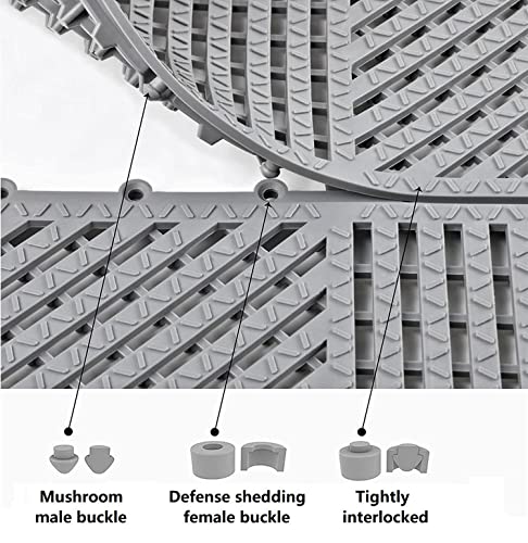 Wiiiw 9 Pack Interlocking Drainage Tiles Double Non-Slip Tiles Mat With Drain Holes For Pool, Bathroom, Shower, Pantry, Patio, Boat, Pet Area, 12"×12" Gray #TOP5