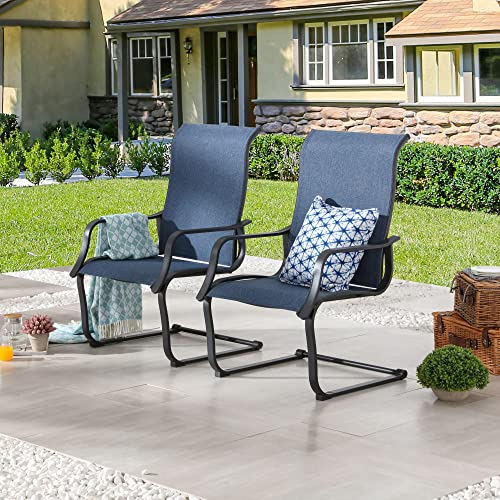 Image of LOKATSE HOME 2 Pieces Patio Dining Armchairs C Spring Motion Chairs Outdoor Metal Set for Garden Backyard Poolside