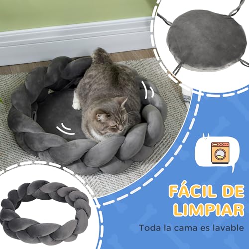 PawHut Hundebett Hundekissen kleine Hunde, Ø55 x 14 cm Hundekorb waschbarer flauschig Hundesofa Hundematte mit weiche Polsterung, Grau