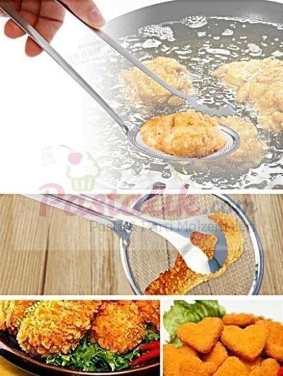 OLLEVRA Çok Amaçlı Süzgeçli Paslanmaz Metal Haşlama Ve Kızartma Maşası