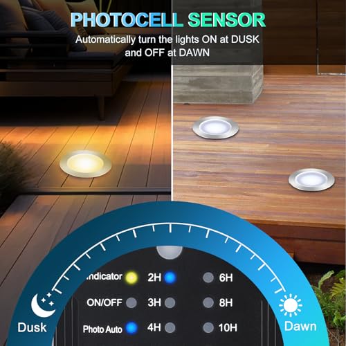 SMY Lighting Dimmable LED Deck Lights with Timer and Photocell Sensor and Protecting Shell φ32mm,20Pack Outdoor LED Smart Deck Lighting IP67 Waterproof for Garden,Yard Stair, Patio, Floor Decoration by SMY Lighting - Image 4