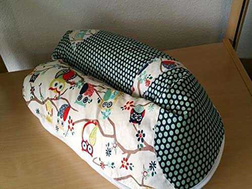 Atelier MiaMia - Cuscino per allattamento o per chi dorme sul fianco, motivo: gufi, 13 - 160 cm, colore: Blu scuro