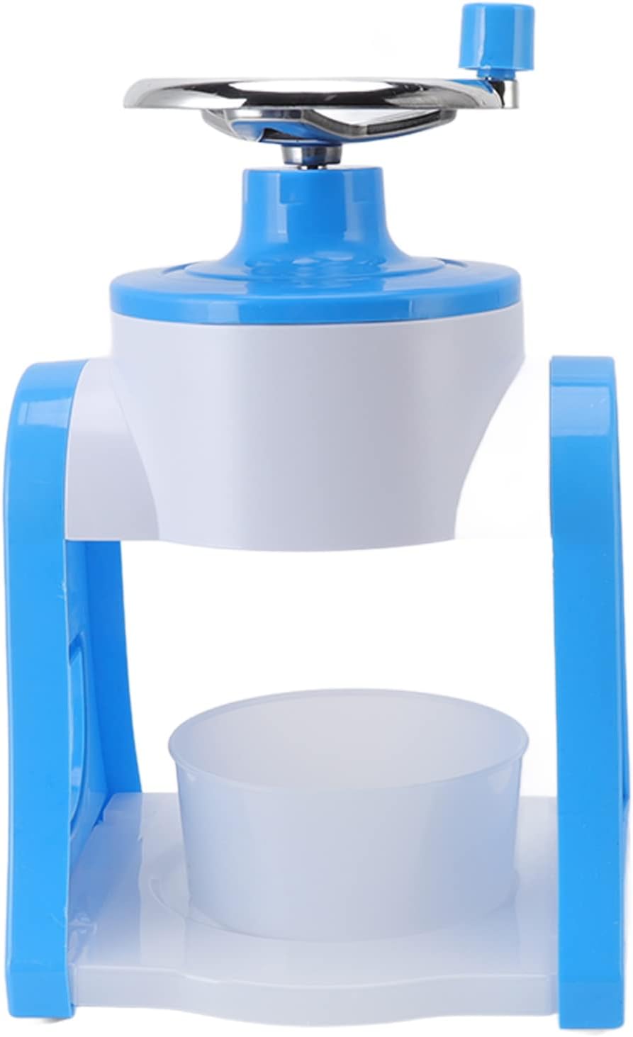 Hand Crank Stainless Steel Blades Safe Portable Ice Crusher for Home Restaurants Cafes Food Stalls (Blue)