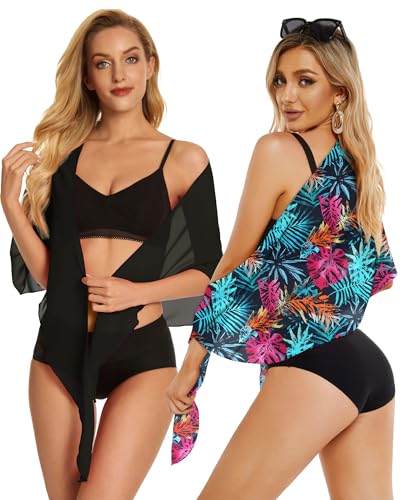 Image of CHICGAL 2 Pieces Women Beach Sarong Bathing Suit Wrap Skirt Sheer Bikini Swimsuit Cover Ups for Swimwear