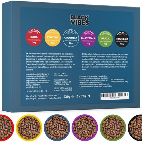 Gourmet Coffee Beans Gift Set - WORLD'S COFFEES | Whole Roasted Coffee Beans 420g (6 x 70g) - 6 Finest Single Origin | Hamper Style Gift Idea for Him & Her - Image 3