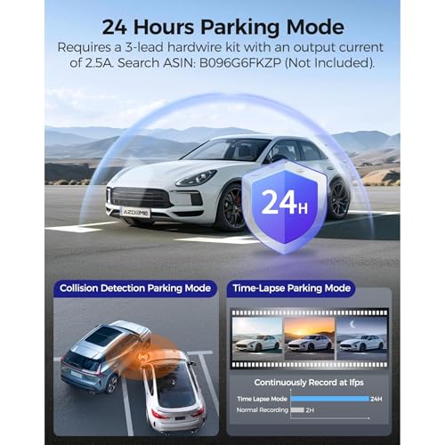 Image of AZDOME M550 Pro5G WiFi 3Channel Dash Cam for Car Built-in GPS, 4K+1080P Dual Dashcam for Front and Rear 1440P+1080P, 512GB, 3.19 inch IPS Screen, IR Night Vision, 24H Parking Mode - Car Accessories