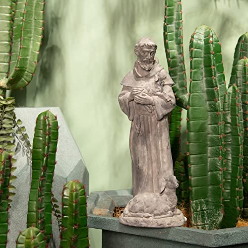 Newman House Studio Vintage St Francis Garden Statue - 15.2 Inch Resin Patron Of Animal Figurine Saint Francis Sculpture With Sheep For Garden Decor #TOP6