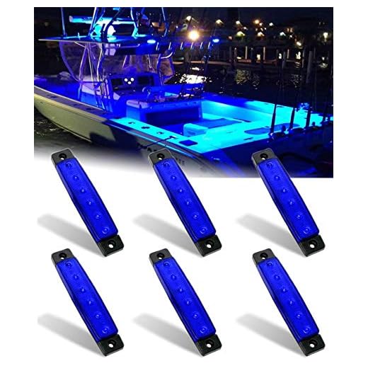 Shangyuan Interior Marine Strip Lights, 6 Led Utility Strips, Marine Led Strip, White Led Courtesy Light, 12v Led Marine Light, Marine Interior Lights, Boat Interior Led Lights, Blue, 6PCS
