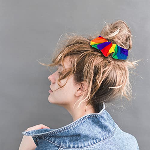 Tinsow 2 Pcs Rainbow Hair Scrunchies, Rainbow Hair Ring, Elastic Ponytail Holder Hair For Girl Women #TOP1
