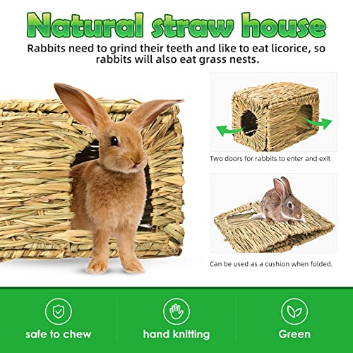 Pstardmoon Bunny Grass House-Hand Made Edible Natural Grass Hideaway Comfortable Playhouse For Rabbits, Guinea Pigs And Small Animals To Play,Sleep And Eat #TOP2