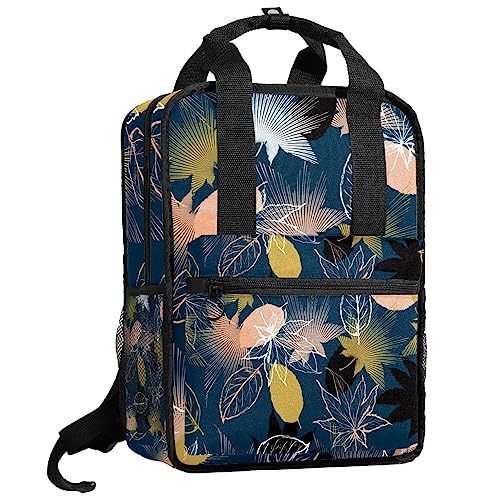 Sac à dos pour garçons cartable bleu foncé motif feuilles d'érable
