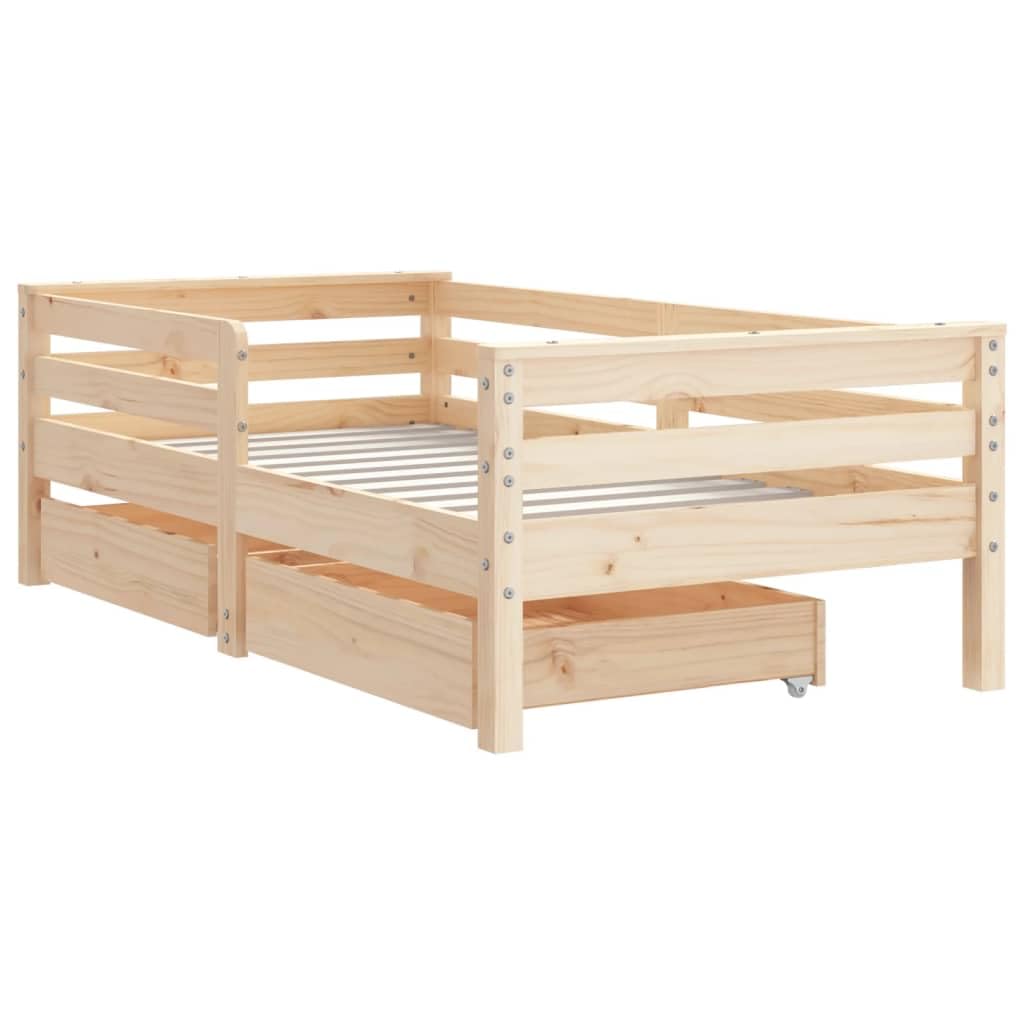 vidaXL Estructura de Cama para Niños con Cajones, Somier con Almacenaje, Cama Infantil, Mueble para Dormitorio, Madera de Pino 70x140 cm