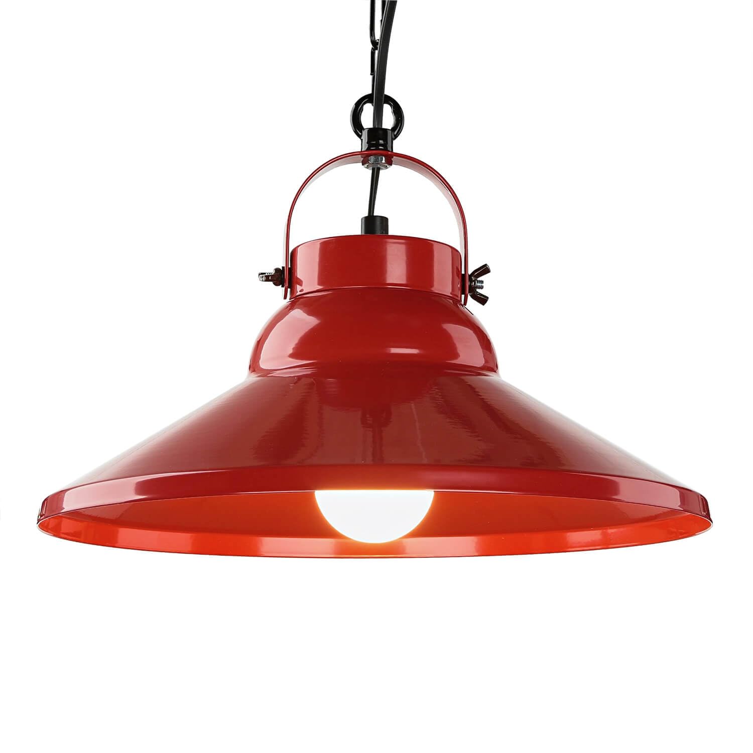 Licht-Erlebnisse Hängelampe Metall Rot Schwarz Küche Wohnzimmer Ø31 cm E27 max. 60 Watt knallig Modern Industrial Esstisch Pendelleuchte IRON