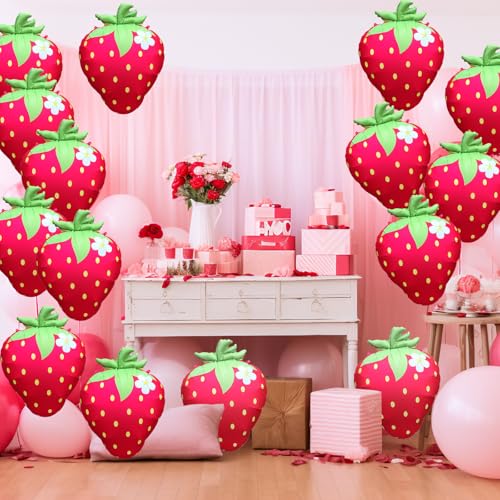 AxiyanX Strawberry Balloons 23" 4Pcs - Foil Balloons for Strawberry Birthday Decorations & Baby Shower Decorations, Durable Mylar Balloon Arch Kit, Vibrant Strawberry Themed Party by AxiyanX - Used condition - Image 6