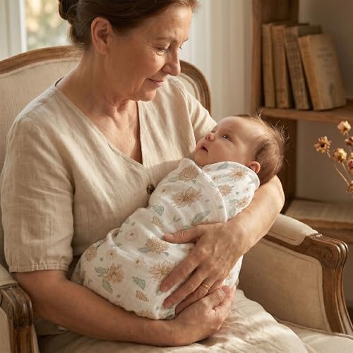 Image of GLLQUEN BABY Muslin Swaddle Blankets 4-Pack Breathable Receiving Blankets (35 inch x 40 inch) Soft Baby Blankets for Girls and Boys Newborn Essentials Muslin Burp Cloths Swaddle Wrap Baby Gift(Sunflower)