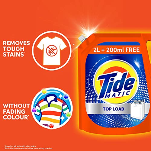 Tide Matic Liquid Detergent 2L + 200 ml FREE Top Load Washing Machine Loot4you.in
