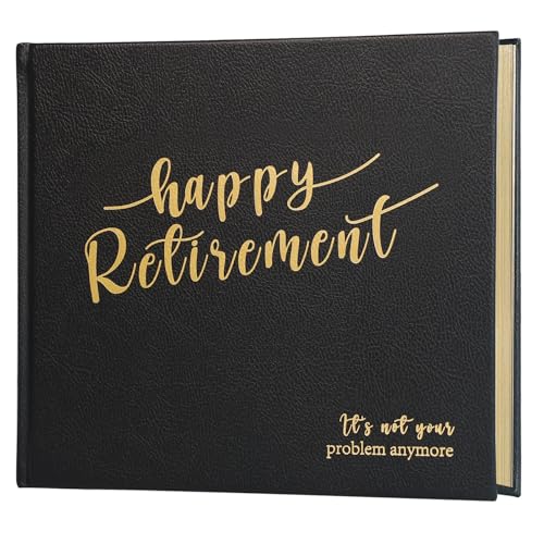 Lankaiva Happy Retirement Guest Book Keepsake Photo Album & Memory Book for Retirement Party Farewell Signing Gift for Colleagues Friends Women and Men Black