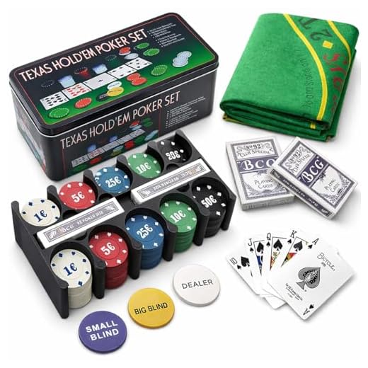 Poker Set | Pokerkoffer mit Buttons, Chips und Tischmatte | 200 Chips und 2 54-teilige Spiele | EUROXANTY Gesellschaftsspiele