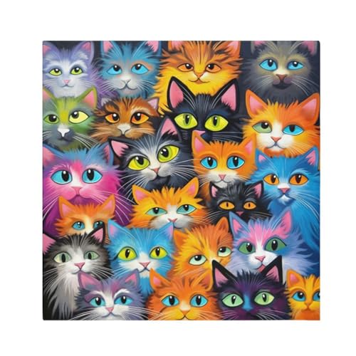 Servilletas de Tela Cuadradas Satinadas Set x6 Colorido Gato miniatura 1