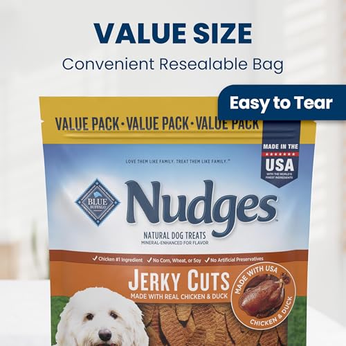 Blue Buffalo Nudges Chicken & Duck Jerky Cuts Natural Dog Treats, Oven-Roasted, Healthy Reward or Training Treat, Made in the USA with Real Chicken & Duck, No Artificial Preservatives, 36 oz. - Image 4