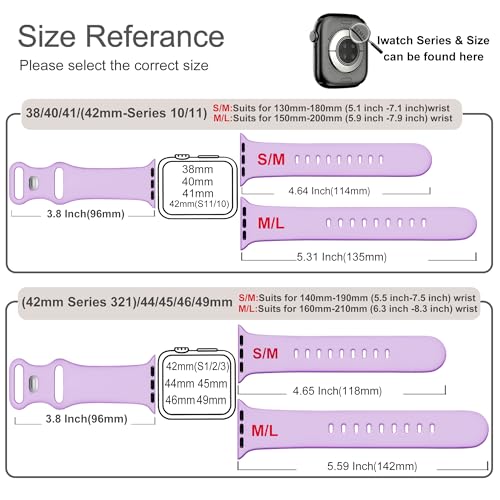 Image of Sport Bands Compatible with Apple Watch Band Women Men 40mm 38mm 41mm 42mm 44mm 45mm 46mm 49mm ,Soft Wristband Waterproof Replacement Strap for iWatch Bands Series 11 10 9 8 7 6 5 4 3 2 1 SE Ultra Lavender