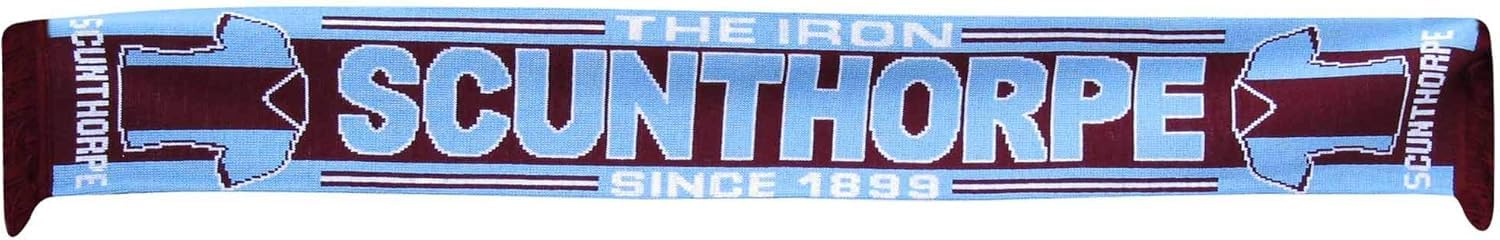 Beyond Happy Multicolour Scunthorpe Football Scarf – 100% Acrylic The Iron Supporters Souvenir – 145Cm Length Matchday Soccer Scarf