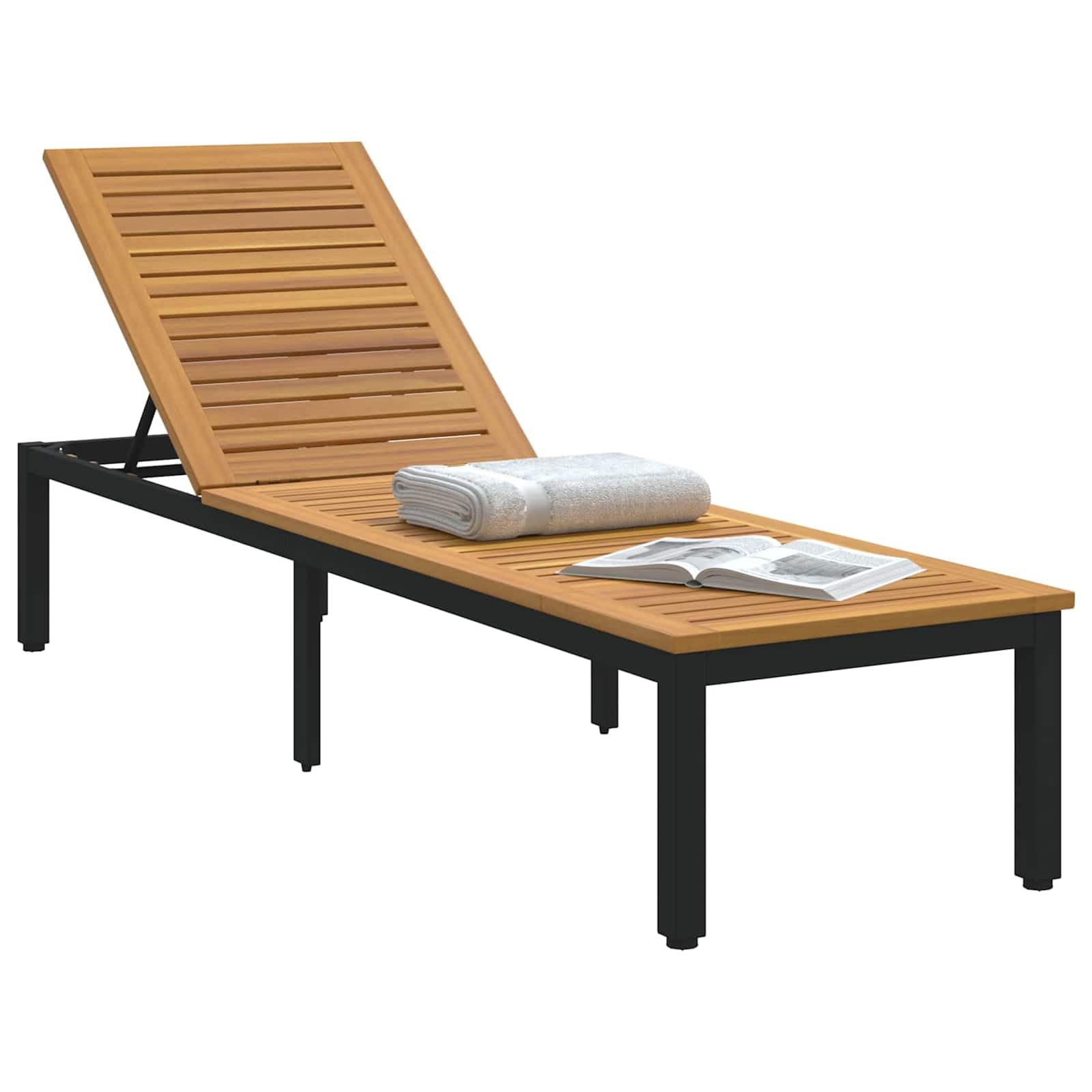 Bain de soleil de jardin haut de gamme en bois d'acacia rectangulaire
