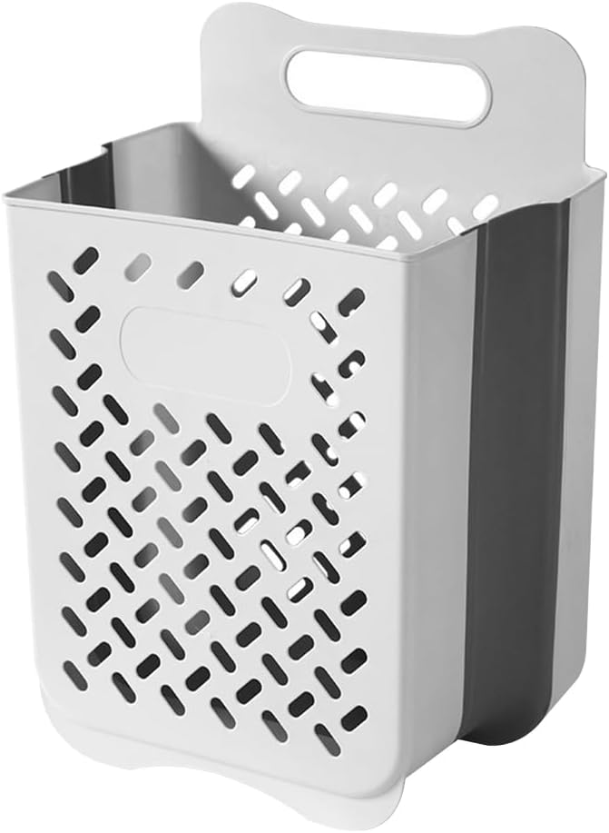 Folding Dirty Clothes Storage Basket with Handle – Plastic Laundry Hamper,