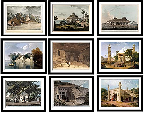 Image of Tallenge - Best of Orientalist Art (Places in India)- Small Framed Poster (Paper; 12 x 17 Inches, Multicolour) Set of 10