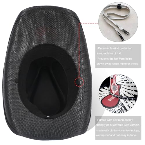 Image of Western Straw Cowboy Hats for Men & Women, Wide Shapeable Brim Cowgirl Sun Hat