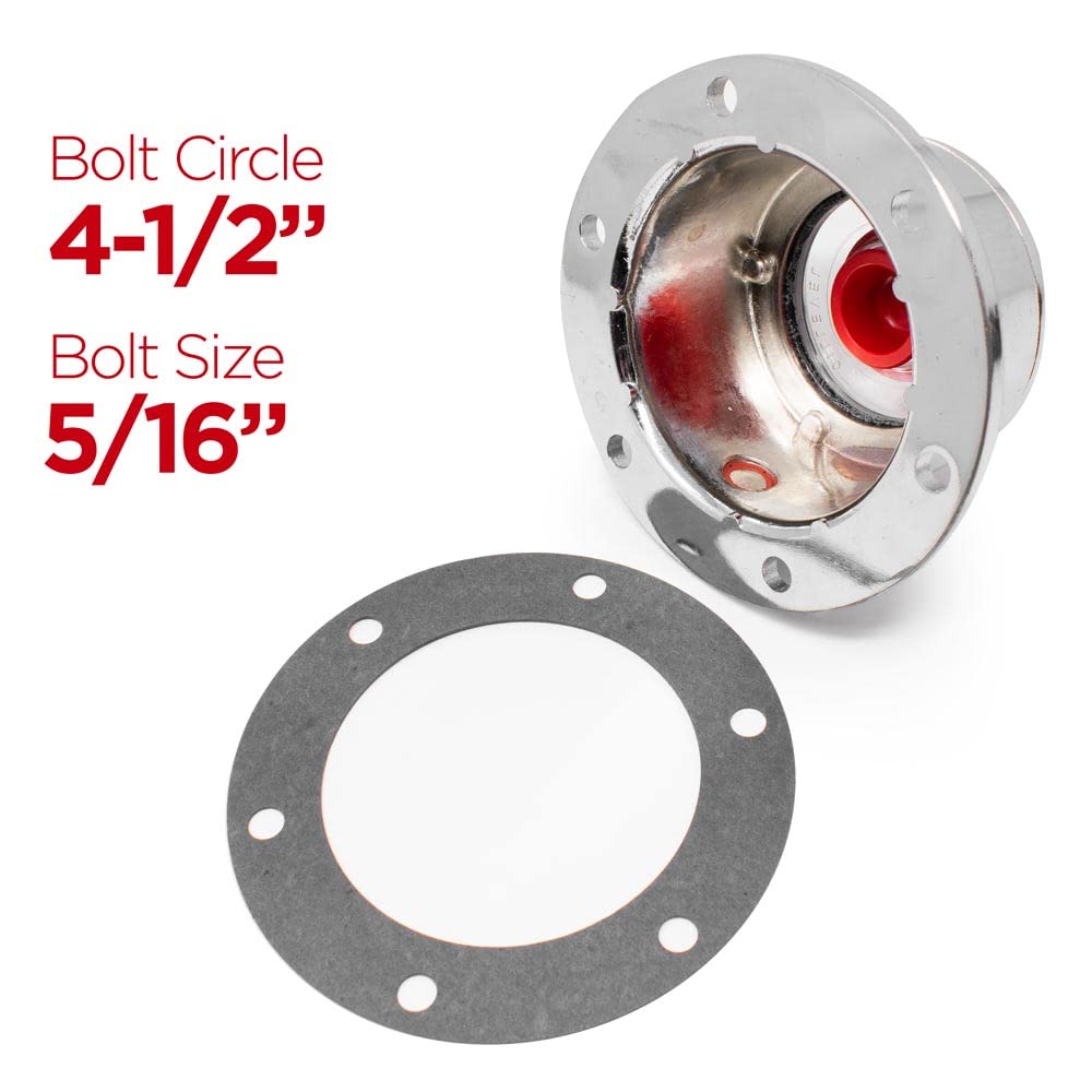 CHR3434024 Chrome 6 Hole Hub Cap with Side Fill Plug