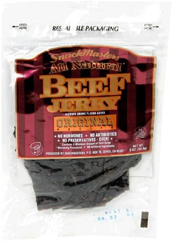 SnackMasters Certified All Natural Gourmet Beef Jerky, Original, 2-Ounce Packages (Pack of 8)