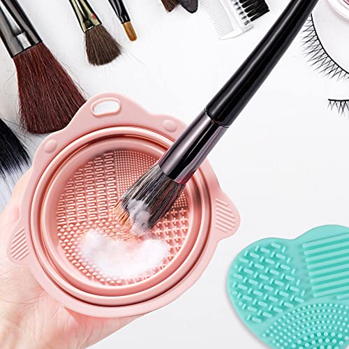 2Pcs Brush Cleaning Mat, Silicone Makeup Cleaning Brush Scrubber Mat Portable Washing Tool Cosmetic Brush Cleaner With Suction Cup For Makeup Brush,Powder Puff,Sponge #TOP6