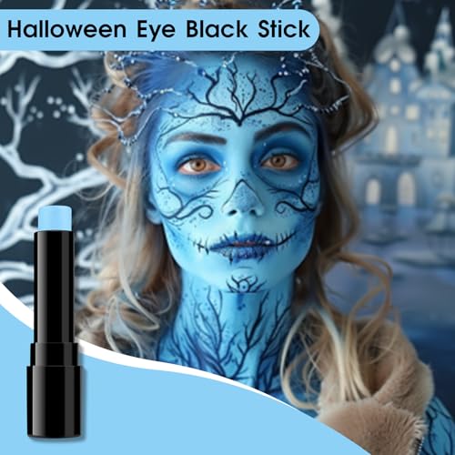 Image of BADCOLOR Light Blue Face Body Paint, Pale Blue Eye Black Stick for Football /Baseball /Softball, Hypoallergenic Grease Sticks for Corpse Bride Halloween SFX Avatar Sally Makeup