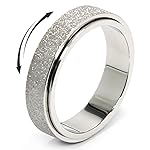 AmorArtSky Spinner Ring for Women: Anxiety Ring for Women Men, Titanium Stainless Steel Spinner Ring, 5 Colors, 6MM, Size 10, Sandblasted Finished Fidget Ring-Silver