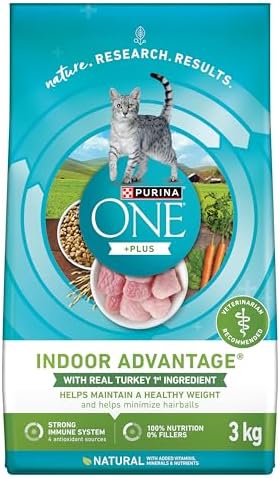 Purina ONE +Plus Dry Cat Food, Indoor Advantage Turkey - 3 kg Bag