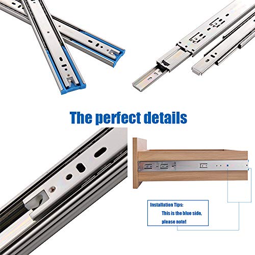 VESLA HOME 10 Pairs 18 Inch 3-Section Full Extension Soft Close Ball Bearing Metal Cabinet Drawer Slides,110 LB Capacity Side Mount Slow Close Drawer Hardware Slide,14\"16\" 18\" 20\" 22\" Lengths.
