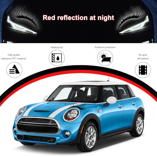 Image of KVAEY 2 PCS Car Headlight Eyelash Stickers, Cute Fake Eyelashes Decal for Bumper Auto Body Window, Waterproof Reflective PET Charming Eyelash Sticker Funny Decor for Car SUV Truck (Black)