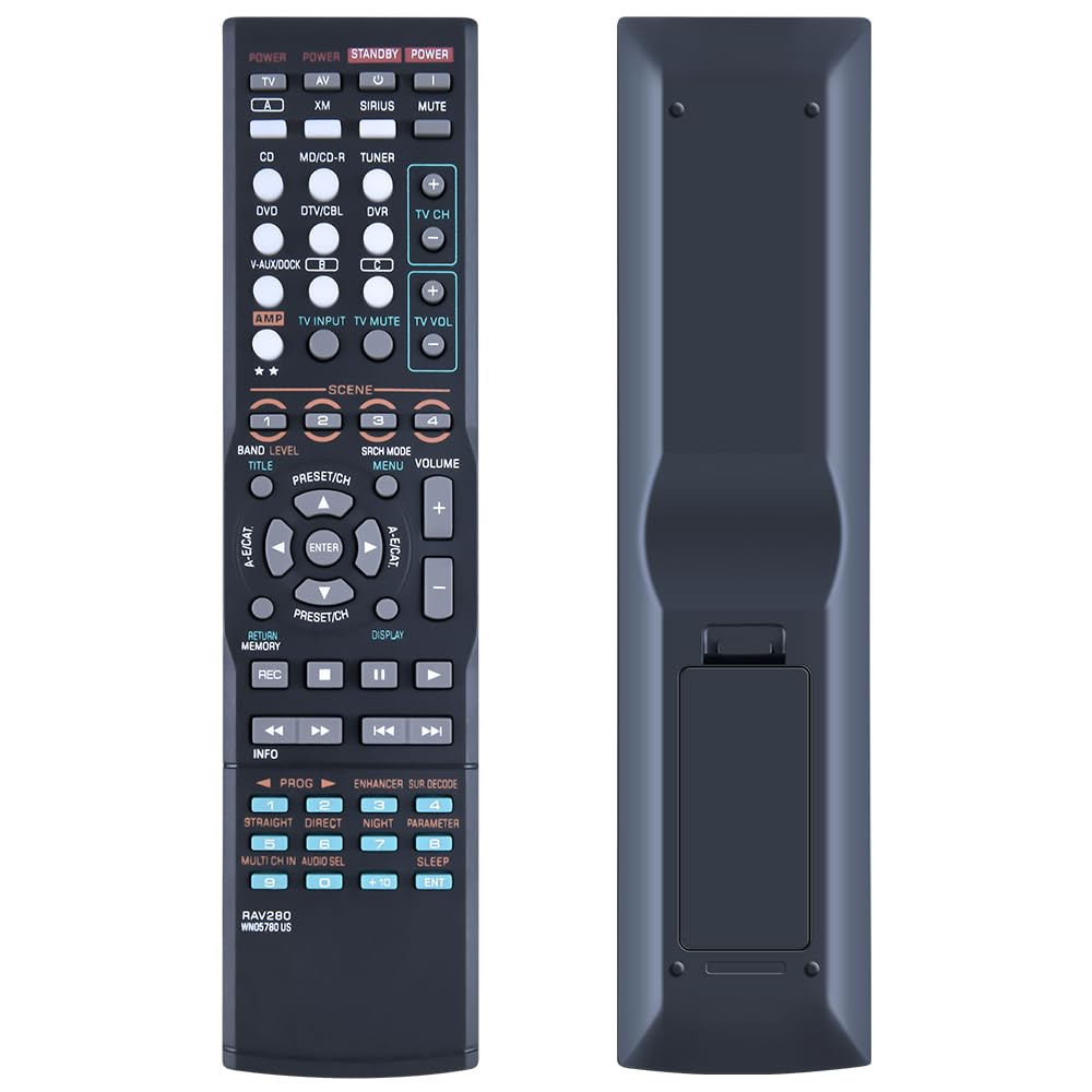 WDZP Replacement Remote Control RAV280 WN057800 Compatible for Yamaha HTR-6160 HTR-6160BL RX-V663 RX-V663BL RX-V863 RX-V863BL Audio Video AV AV Receiver