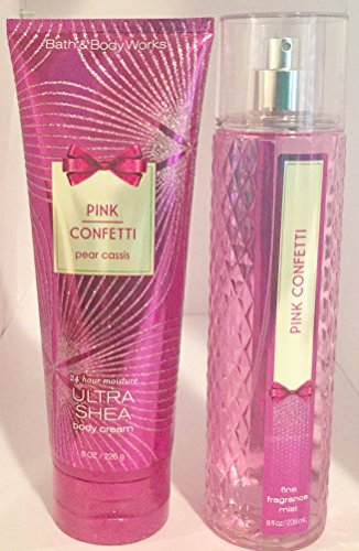 Bath & Body Works PINK CONFETTI Body Mist 8 FL OZ & Body Cream 8 FL OZ