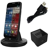 RND Dock for Moto X Moto G and Motorola Droid Turbo 1/ Droid Turbo 2 (works with rugged dual layer slim cases and no cases) (black)