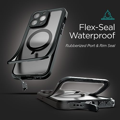 Encased Titan Designed for iPhone 15 Pro Max Waterproof Case with Belt Clip (Compatible with MagSafe) Full Body Protective Phone Case with Holster (iPhone 15 Pro Max)