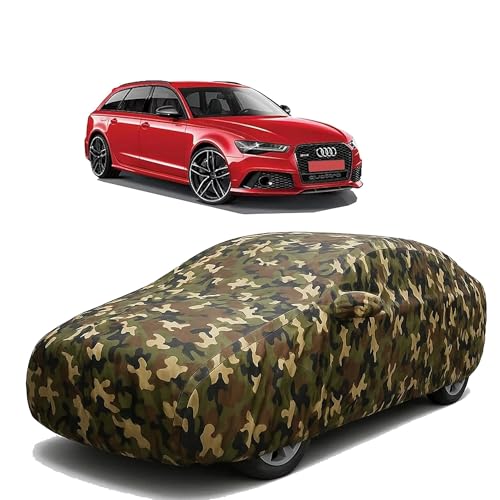 Image of Sulfar 100% Waterproof Car Body Cover for Audi RS6 - Triple-Stitched Dustproof UV, Heat & Rain Protection with Mirror Pockets, Full-Bottom Elastic & Free Storage Bag - All-Weather Indoor Outdoor (Army