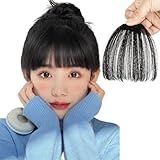 knnzk前髪ウィッグ 黒髪 人毛 総手植え つけ毛 クリップ付き ファッション 女性用 子供 自然 通気性 かつら ポイントウィッグ エクステ 前髪 サイトなし