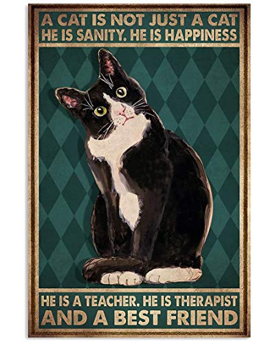 LINQWkk Vintage Wall Poster Metal Plaque,Cat Is Not Just A Cat,Art Metal Wall Poster, Retro Style, Funny Cat