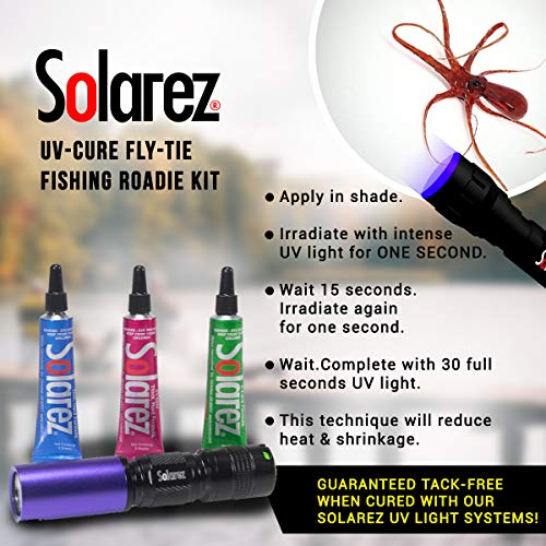 Solarez Fly Tie Uv Cure Resin - Roadie Kit - Thin Hard, Thick Hard, Flex Formulas (Three 5 Gram Tubes With Uv Flashlight) Fly Tying, Fly Fishing, Build Fly Heads And Bodies - Made In The Usa #TOP6